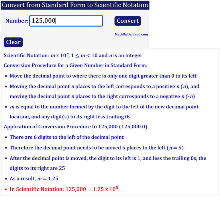 Convert From Standard Form To Scientific Notation Mathondemand