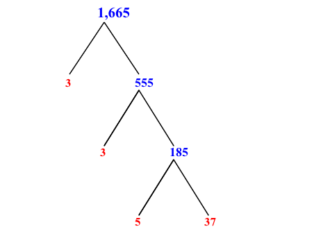 Prime Factorization of 1,665 with a Factor Tree