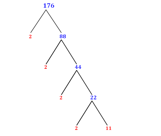 Prime Factorization of 176 with a Factor Tree