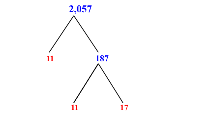 Prime Factorization of 2,057 with a Factor Tree