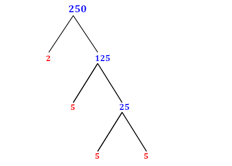 Prime Factorization of 250 with a Factor Tree