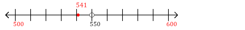 541 rounded to the nearest hundred with a number line