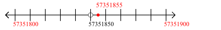 57,351,855 rounded to the nearest hundred with a number line