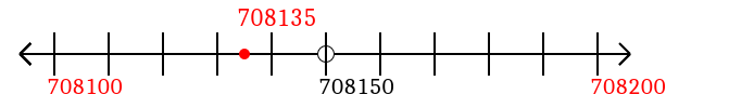 708,135 rounded to the nearest hundred with a number line