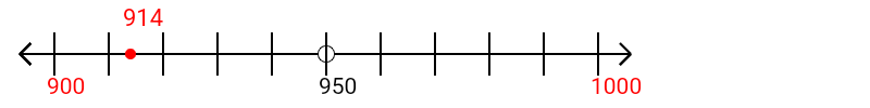 914 rounded to the nearest hundred with a number line