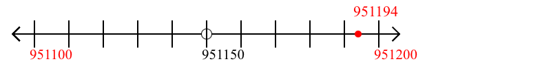 951,194 rounded to the nearest hundred with a number line