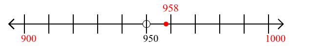 958 rounded to the nearest hundred with a number line