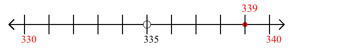 339 rounded to the nearest ten with a number line