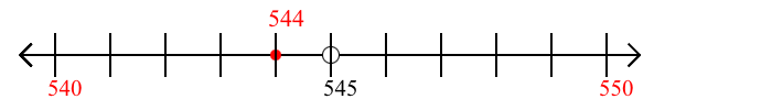 544 rounded to the nearest ten with a number line