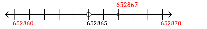 652,867 rounded to the nearest ten with a number line