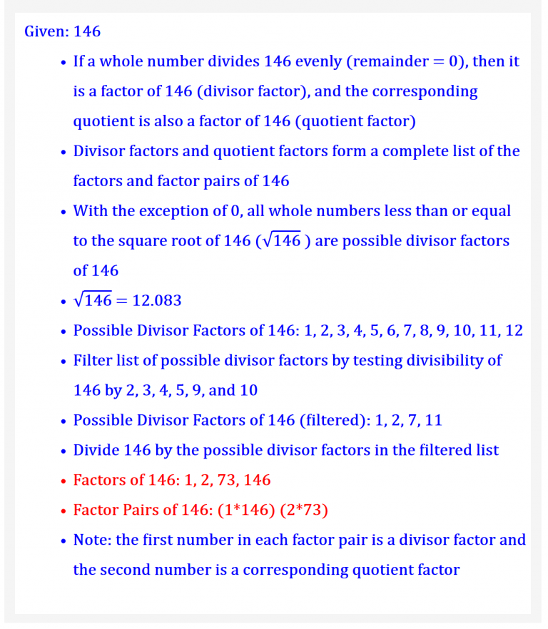 List The Factors And Factor Pairs Of A Whole Number MathOnDemand