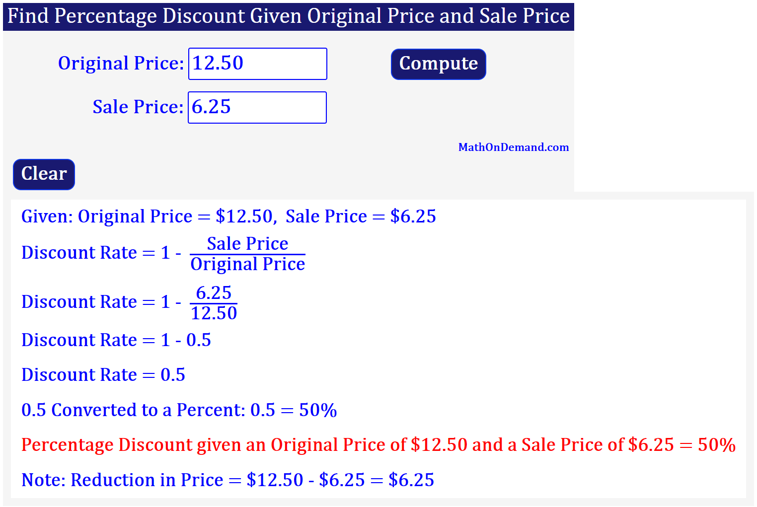 find-percentage-discount-given-original-price-and-sale-price