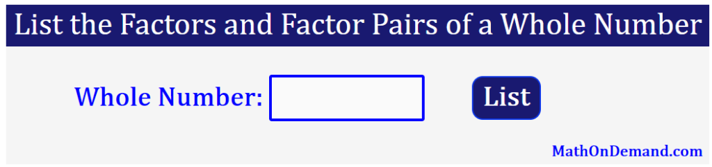 Factors and Factor Pairs of 15 - MathOnDemand.com