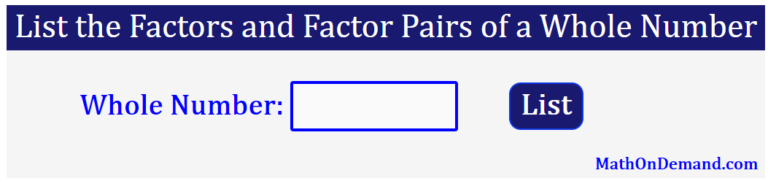 Factors and Factor Pairs of 162 - MathOnDemand.com