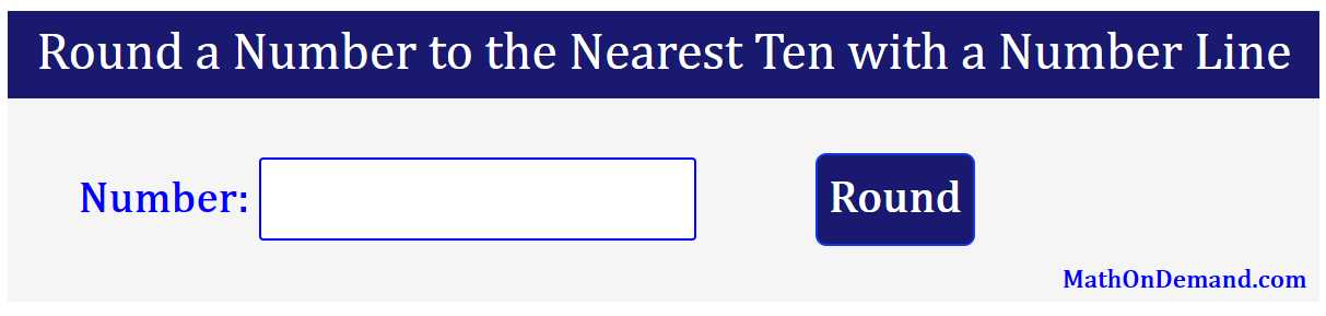 55 rounded to the nearest ten with a number line - MathOnDemand.com