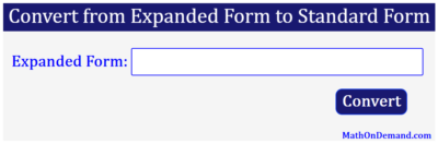 Convert from Expanded Form to Standard Form