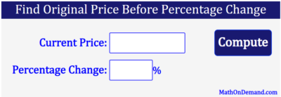 Find Original Price Before Percentage Change