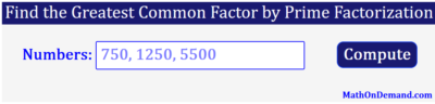 Find the Greatest Common Factor by Prime Factorization