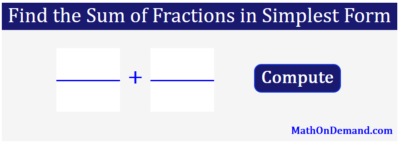 Find the Sum of Fractions in Simplest Form